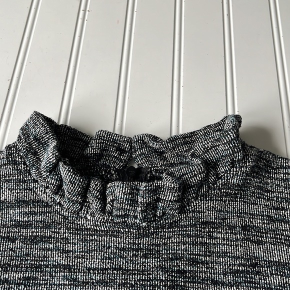 Anthropologie ganni tweed dress blue grey mock neck sleeveless - Picture 5 of 13